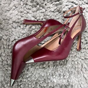 Vince Camuto Burgundy Heels with Silver Accents